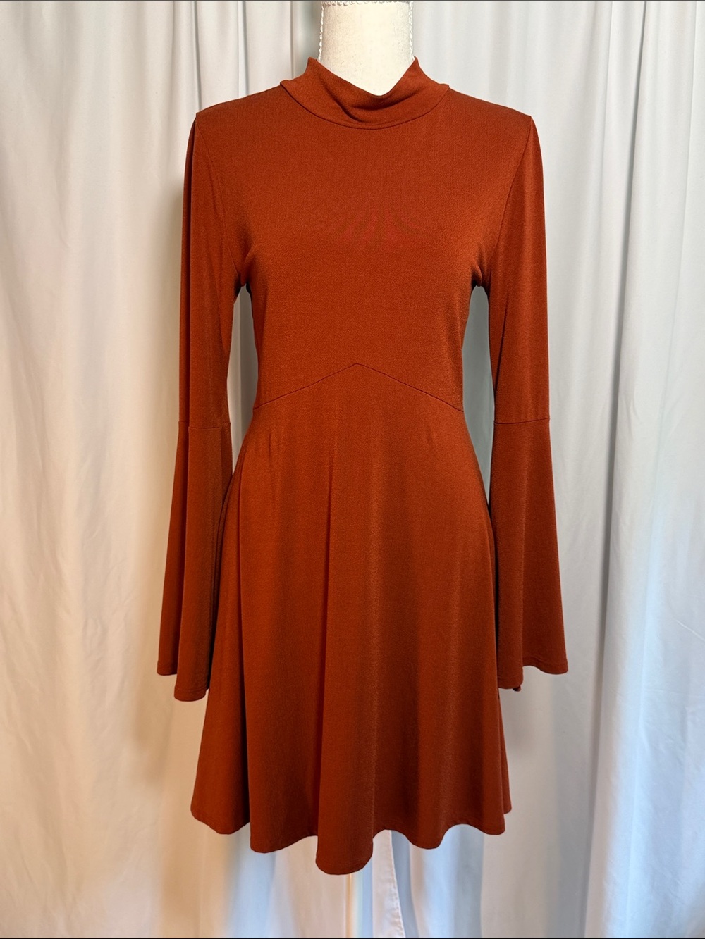 BCBGeneration Rust Long-Sleeve Fit & Flare Dress